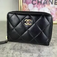 CHANEL シャネル　ラムスキン　二つ折りコインケース　カードケース