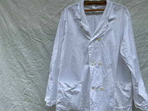 DEADSTOCK Soviet Army double-breasted lab coat USSR デッドストック ソビエト軍 コットン ラボコート ワークコート ダスターコート 50-4