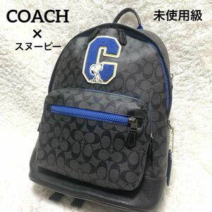 １円〜 【入手困難・未使用級】 COACH コーチ スヌーピー コラボ リュック バックパック シグネチャー ペブルレザー 