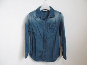 (49342)ZARA　ザラ　キッズ　デニム　シャツ　長袖　ブルー　サイズ7　122㎝　USED