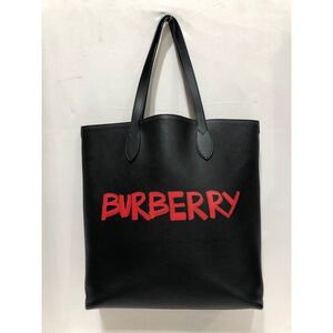 【BURBERRY】グラフィティプリント レザートートバッグ レザー 角スレ 持ち手にほつれアリ 4074300 ts202411