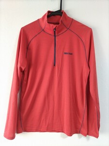 Marmot Climb Wool Border L/S Zip ハーフジップ 長袖Tシャツ メンズM オレンジ ウール混ハイブリッド ベースレイヤー マーモット