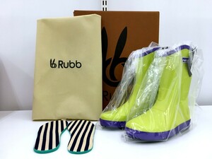 【同梱可】【80】未使用品 長期保管 レイコム Rubb コラボ キッズ レインブーツ 19cm ライム/パープル 別注 amiens kids 長靴 男の子女の子