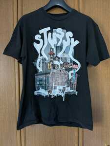 STUSSY　半袖Tシャツ　黒色　ブラック　Lサイズ 外車　アメ車　メキシコ製　即決　ステューシー