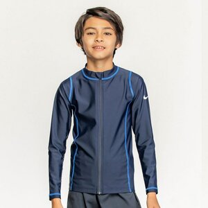 1610340-NIKE/ジュニア BOYS ロングスリーブ フルジップ ハイドロガード 長袖 ラッシュガード 子供