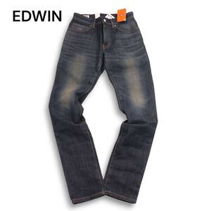 【新品 未使用】 EDWIN エドウィン E502RW 秋冬 裏起毛 防風 USED加工 スリム デニム パンツ ジーンズ Sz.27　メンズ バイク　I4B01745_9#Q