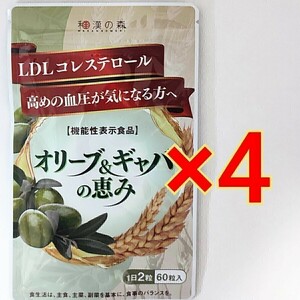 和漢の森　オリーブ＆ギャバの恵み　60粒×4袋　GABA 血圧 コレステロール ギャバ サプリ オリーブ ストレス ストレス サプリメント　