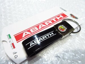 ABARTH ストラップ型キーリング/ブラック&クローム【イタリア製】新品/フィアット/アバルト/限定品/