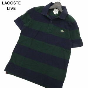 LACOSTE LIVE ラコステ ライブ ワニ刺繍★ 半袖 ビッグピッチ ボーダー ポロシャツ Sz.XS　メンズ ユニセックス ネイビー　C4T03439_4#A