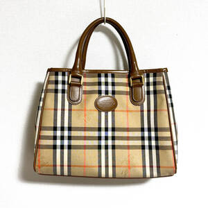 【BURBERRY バーバリー】ノバチェック トートバッグ レザー ビンテージ