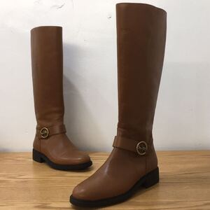 D4D014◆ コーチ COACH RORY LTR BOOT 本革レザー ブラウン サイドジップ ロングブーツ 22.5cm C FG2951 