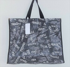 未使用 タグ付き MM6 Maison Margiela メゾンマルジェラ fragile ロゴ柄 プリント トートバッグ ブラック 黒 大きいサイズ ビッグ