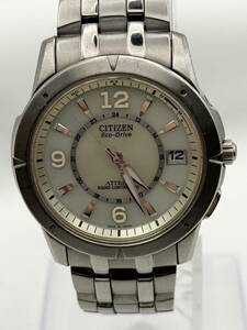 ★ 1円スタート　CITIZEN　シチズン　H110-T009425　腕時計　ATTESA　アテッサ　デイト　ソーラーエコドライブ　白文字盤