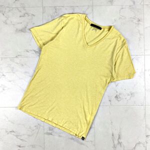 美品 roar ロアー バックロゴマークプリントVネックTシャツ トップス メンズ 黄色 イエロー サイズ2*HC950