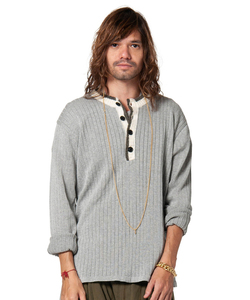 ●美品 Glamb グラム Murphy henley neck knit ニットカットソー ヘンリーネック GRY サイズ1