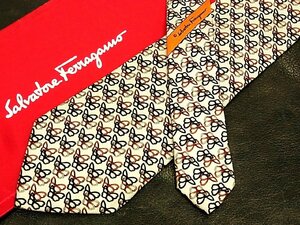 ♪今週の特売980円～♪1458W♪状態並品【Ferragamo】フェラガモ【蝶 チョウ 柄】ネクタイ♪