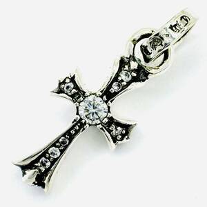 CHROME HEARTS クロムハーツ CH CROSS BABY FAT PAVE DIAMOND クロス ベビーファット パヴェダイヤ ペンダントトップ ネックレス シルバー