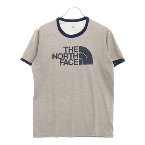 THE NORTH FACE ザノースフェイス RINGER TEE リンガー フロントロゴプリント リブ切替半袖 Tシャツ グレー NT81570