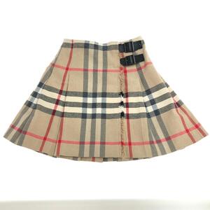 ◆BURBERRY LONDON バーバリーロンドン プリーツスカート キッズサイズ:130◆ ベージュ ナイロン キッズ ボトムス 子供服 ノバチェック