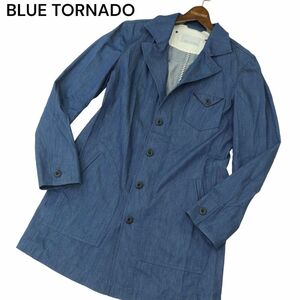 BLUE TORNADO トルネードマート 通年 スリム★ デニム ショップ コート ロング ジャケット Sz.L　メンズ　A4T08619_7#O