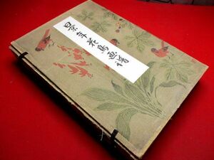 a706● 景年花鳥画譜4冊揃　アラビア数字、ローマ字広告入初版本　明治24年　特大本　検)木版画集　西村総左衛門　芸艸堂　和本 古書