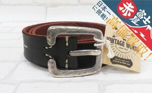 2A7001-14/未使用品 Vintage Works Leather belt DH5536 ヴィンテージワークス レザーベルト 茶芯 サイズ31