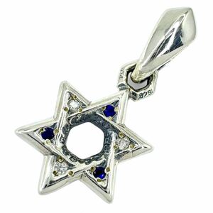 CHROME HEARTS クロムハーツ STAR OF DAVID PAVE 六芒星 スター ダビデ パヴェ ダイヤ サファイア ネックレス ペンダント チャーム クロス