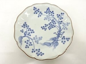 ys7277476; 宗sou 古伊万里　藍柿　花　六寸皿【道】