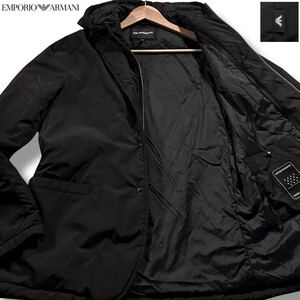 未使用級/Lサイズ●エンポリオ アルマーニ 中綿入り ドッキング ナイロン テーラードジャケット EMPORIO ARMANI 撥水◎ イーグルロゴ 48