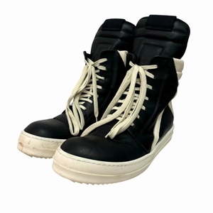 リックオウエンス Rick Owens 52226 GEOBASKET ジオバスケット スニーカー ハイカット 黒 ブラック 白 42 ☆AA★ メンズ