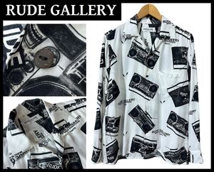 送無 SHOP 限定 RUDE GALLERY ルードギャラリー 19ss RADIO OPEN COLLAR SHIRTS 総柄 レディオ 長袖 レーヨン ハワイアン アロハ シャツ