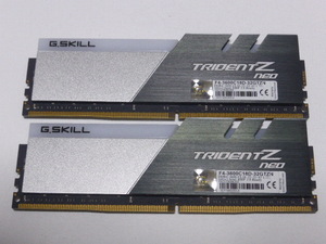 メモリ デスクトップパソコン用 G.SKILL TRIDENT Z NEO RGB DDR4-3600 PC4-28800 16GBx2枚 合計32GB F4-3600C18D-32GTZN 起動確認済みです