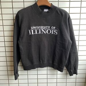 90s Champion Reverse Weave ILLINOIS チャンピオン リバースウィーブ スウェット モックネック メキシコ製 刺繍 黒 M イリノイ大学