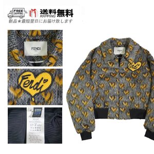 F206.. FENDI フェンディ ファー ジャケット ハート ロゴ イタリア製 FJ6914 A256Q F03QE ★ 40