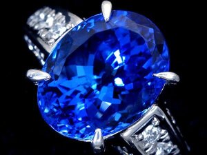 1円～【ジュエリー極】超希少宝石！大粒上質天然タンザナイト6.77ct＆上質ダイヤモンド0.44ct 超高級Pt900リング k9580iuz【送料無料】