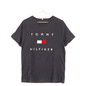 TOMMY HILFIGER トミーヒルフィガー ロゴ刺繍 半袖カットソー 半袖Tシャツ ネイビー