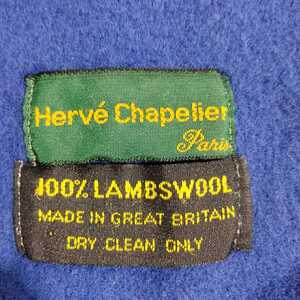 エルベシャプリエ Herve Chapelier ラムズ　ウール マフラー　英国製　ブルー blue great britain スカーフ　ストール　lambs wool england