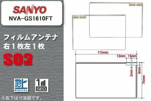 地デジ サンヨー SANYO 用 スクエア型 フィルムアンテナ NVA-GS1610FT 対応 ワンセグ フルセグ 高感度 汎用 ナビ 車載用