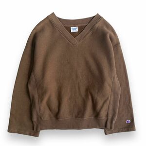 Champion Reverse Weave チャンピオン リバースウィーブ レディース Vネック スウェット M ブラウン SWEAT VINTAGE ヴィンテージ 復刻