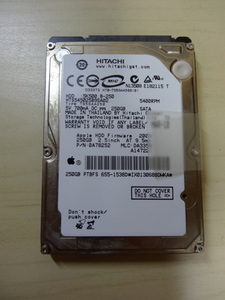 [送料無料 即決] Apple 純正 HITACHI 2.5inch HDD 250GB High Sierraインストール済み USED