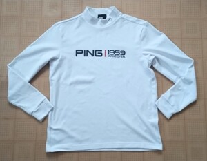 即決 PING GOLF 長袖モックネックシャツ ホワイト Lサイズ ピンゴルフ