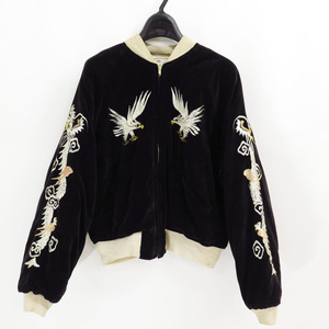 50s VELVET SATIN JAPAN SOUVENIR JACKET VINTAGE 別珍 ベロア スーベニア ジャケット ビンテージ スカジャン 鷹 龍 虎 富士 真鍮 YKK