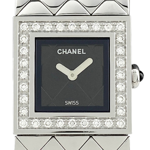 シャネル CHANEL マトラッセ H0489 腕時計 SS ダイヤモンド クォーツ ブラック レディース 【中古】