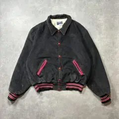 80s-90s Hollowayブラックレッドコーデュロイスタジャン XLサイズ