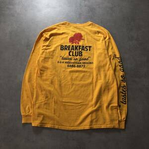 GQ1058◇BREAKFAST CLUB :　両面プリント 長袖Tシャツ◇イエロー ブレックファーストクラブ ロンT