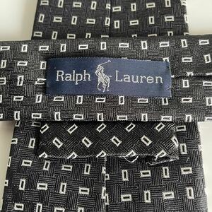 RALPH LAUREN（ ラルフローレン)黒ミニ四角柄デザインネクタイ