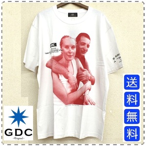 男女兼用 ユニセックス メンズXSサイズ 日本製 白×赤 GDC ジーディーシー 10周年記念半袖Tシャツ 特別タグ付き 綿100% 全国送料無料 A607