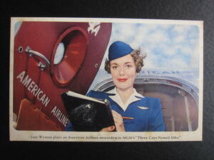 アメリカン航空■American Airlines■スチュワーデス■ジェーン・ワイマン■CA■キャビンアテンダント■1951年■エアライン発行絵葉書