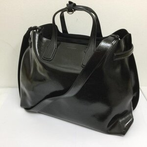 バーバリー Patent Soft Colfskin Banner Tote Bag イタリア製 2WAY トート＆ワンショルダー バッグ トートバッグ - 黒 / ブラック