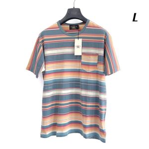 23SS 新品 DOUBLE RL RRLダブルアールエル ラルフローレン ストライプド ジャージー ポケット Tシャツ 半袖 ボーダー Lサイズ